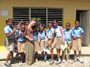 Me standing with a few of the students in the school